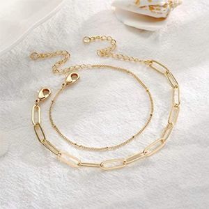 Dainty Gold Bracelets for Women, 14K Gold Filled Adjustable Layered Bracelet